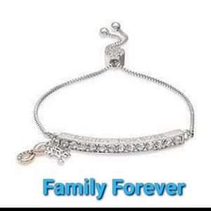 Silver FAMILY FOREVER Bracelet, Crystal Bracelet Christmas Gift